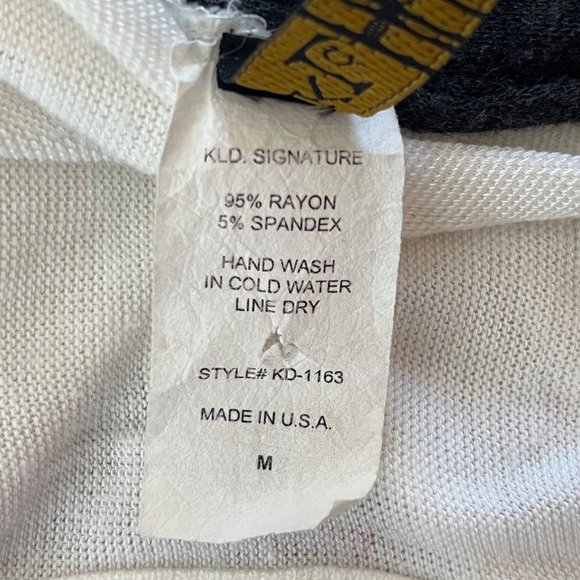 KLD Signature Sleeveless Waterfall Cardigan Cover Up Gray White Lt Blue Sz M - Picture 11 of 12